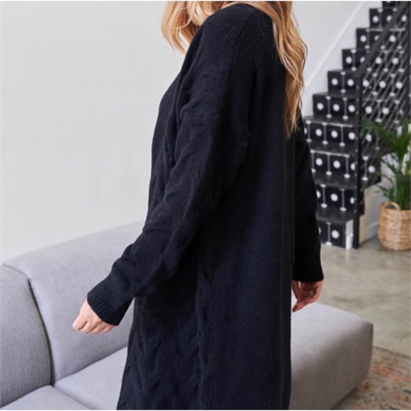 1 LEFT! Open Front Long Sleeve Soft Tight Knit Black Women's Cardigan - Picture 7 of 12